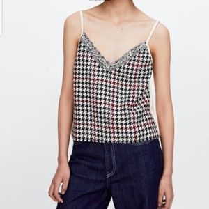 ZARA Houndstooth Cami, Sz M (NWOT)